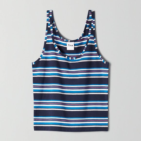 NWT Aritzia TNA 90s Bergman Vintage-inspired Striped Crop Tank Top Sz XXS - Picture 3 of 14